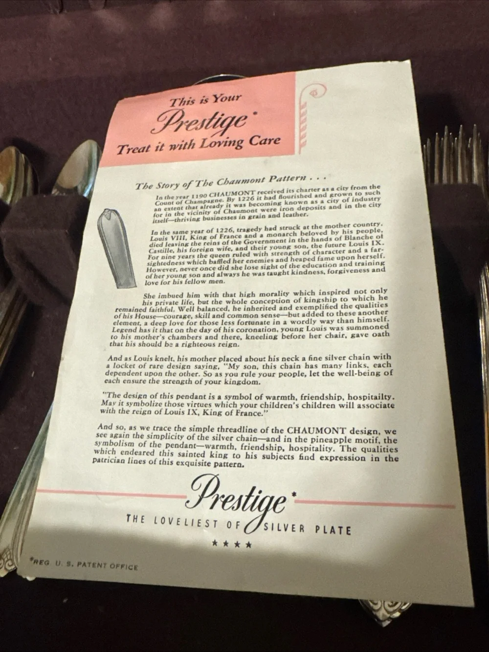 Vintage 46 Piece Set Prestige Plate silverplated flatware set Chaumont Pattern